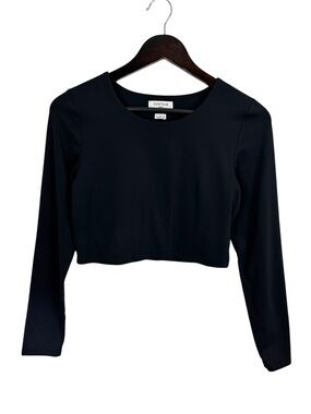 Aritzia Contour Black Long-Sleeve Cropped Top Size Large